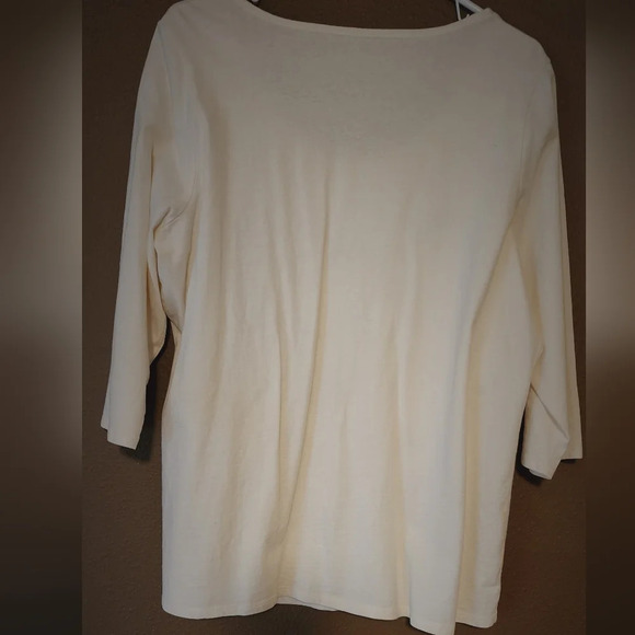 Coldwater Creek Women's Embroidery Tan & Cream Pullover Shirt Sz 1X - Picture 6 of 9